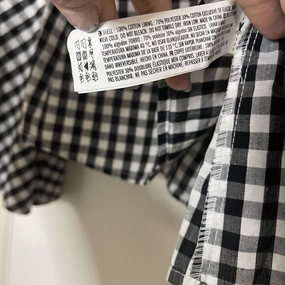 NWOT English Factory white black plaid gingham bell sleeve blouse top Medium - Picture 4 of 5